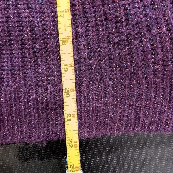 a.n.a Plush Fuzzy Sweater Women's Medium PURPLE SPARKLE Stretch Soft Gorpcore - Picture 7 of 7